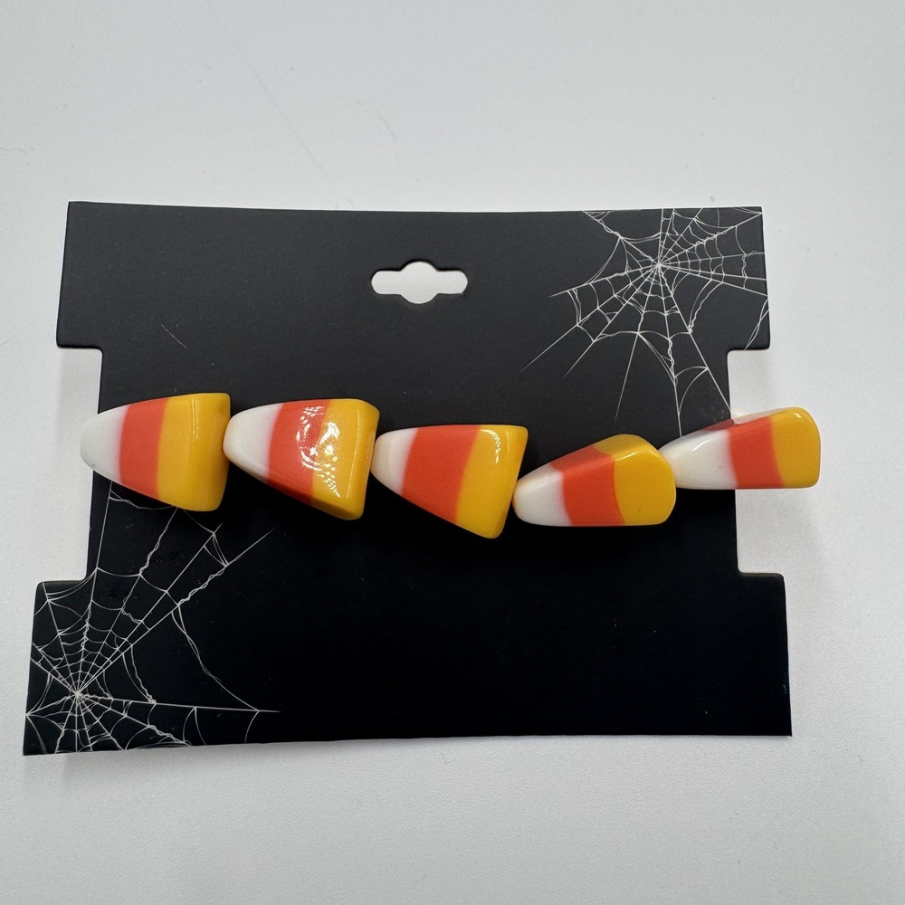 Halloween Candy Corn Beaded Stretch Bracelet Orange White Yellow 7in Beaded